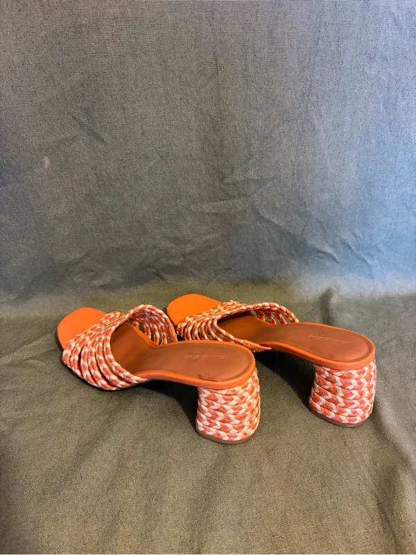 Universal Threads Orange Braided Strap Block Heel Mules - Image 2