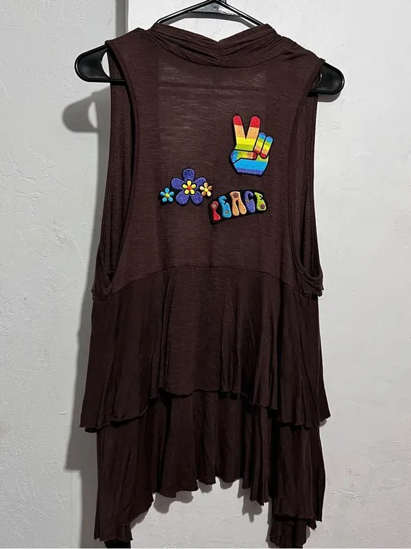 Brown layered vest with a boho vibe #festivalvibes ALYX size L :Box OW4: - Image 3