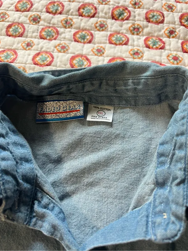 Vintage 90s Snowman Denim Button Down Long Sleeve size XXL - Image 4