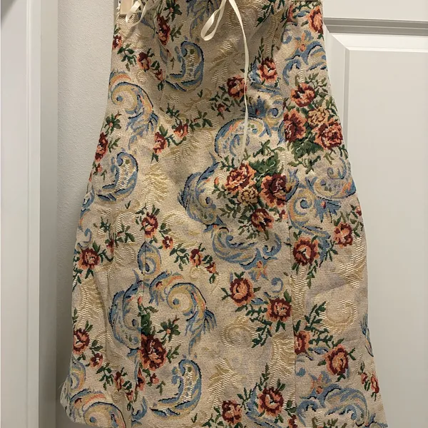 Showpo Floral Strapless Mini Dress - Cream, Blue, Red - Image 5
