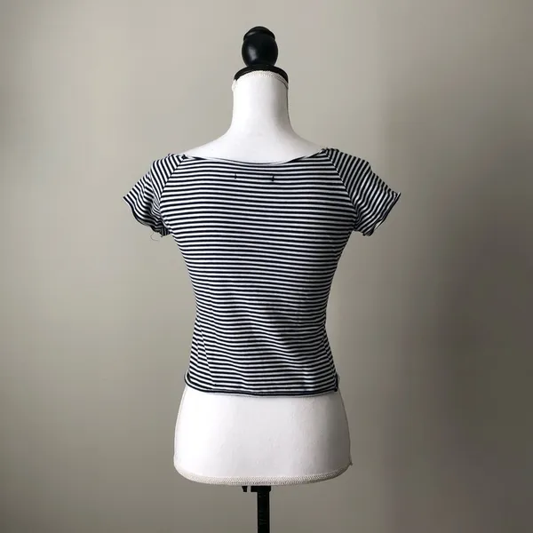 BRANDY MELVILLE | Nautical Stripe Raw Hem Crop Top - Image 5
