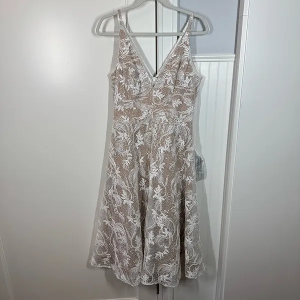 Dress The Population Elisa Vine Embroidered Lace Fit & Flare‎ Dress White Large - Image 3