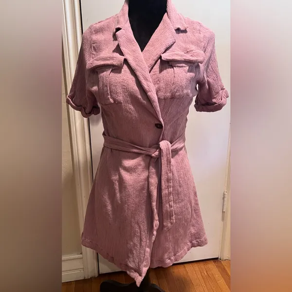 ZARA Free People‎ Clementine Endless Summer Textured Wrap Mini Dress Purple Ash Small - Image 4