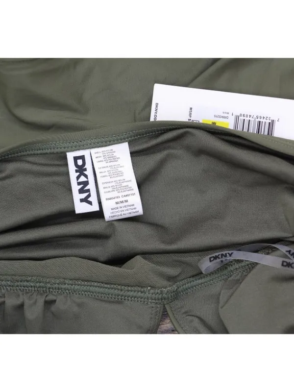 NWT DKNY Womens Halter V-Neck Shirred Tankini Top DIMKS215 Moss Green M - Image 8