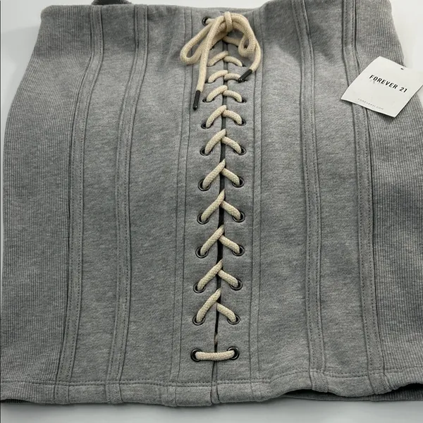 Forever 21 Heather Gray Lace-Up Skirt - Image 2