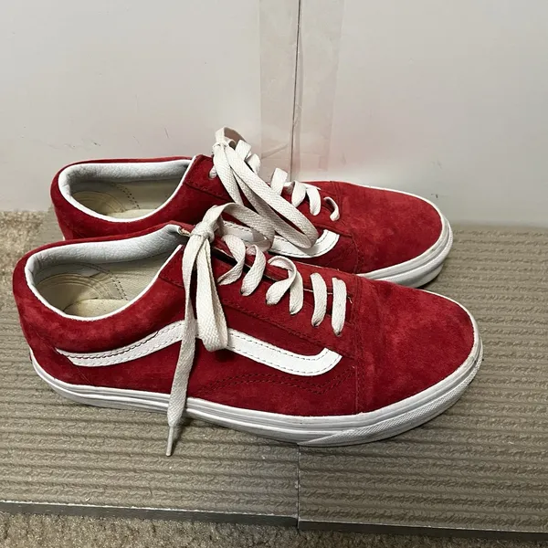 vans scotchgard Red Suede Sneaker Womens 7.5 Low Top Skate Walking Grunge Urban - Image 6