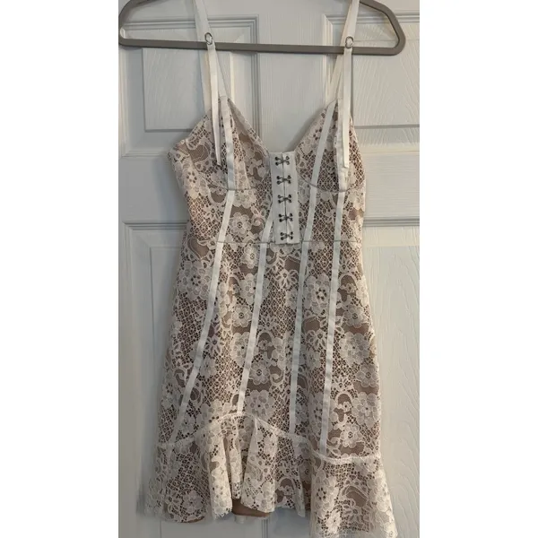 For Love & Lemons XS Cheyenne Lace Mini Dress Ivory Coquette Fairy‎ Schoolgirl - Image 2