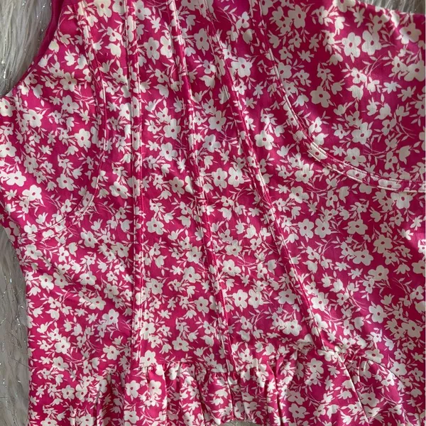 Zara Pink Floral Corset Bodysuit Side Zipper Closure Size M - Image 9