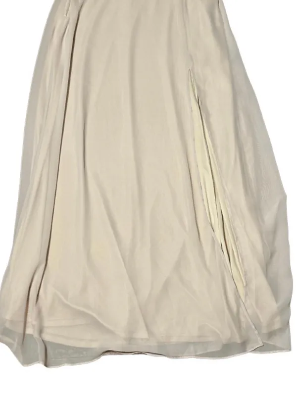 Birdy Grey Kira One Shoulder Chiffon Bridesmaid Formal Dress Slit Champagne L - Image 4