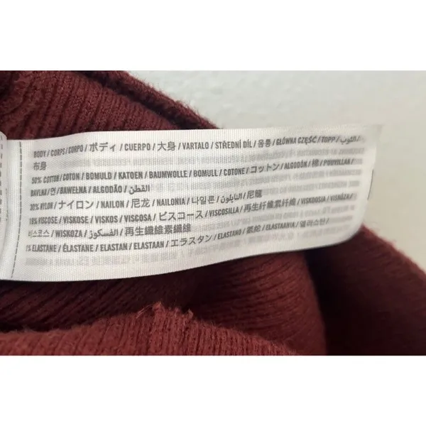 Abercrombie & Fitch Scoop Neck Burgundy Ribbed Corset Sweater Cropped Top Small - Image 7
