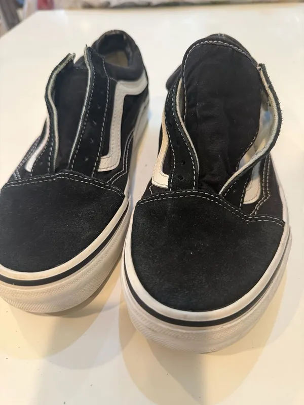 Vans Old Skool Black and White Canvas and Suede Skate Sneakers, Men's 5.5 / Wome - Image 3