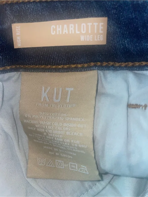 Kut from the Kloth Charlotte Wide Legs Dark Blue Jeans Size 14 - Image 5