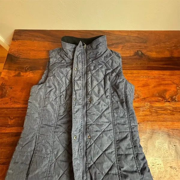 Coldwater Creek‎ Womens Puffer Vest Blue Diamond Quilted Mock Neck Size S - Image 3