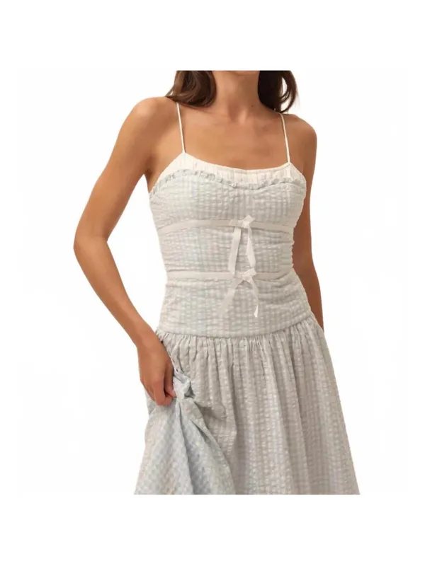 FOR LOVE and LEMONS georgia midi dress in blue gingham - Image 2