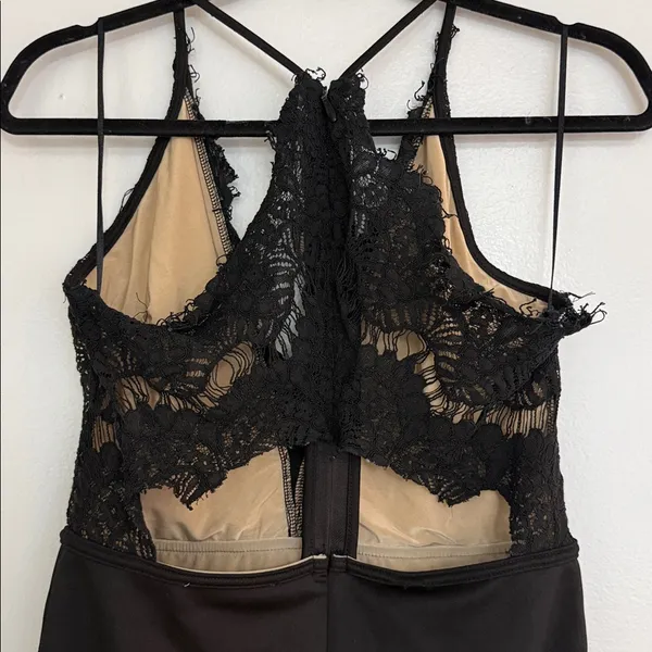 Black Lace Plunge V Bodysuit - Image 6