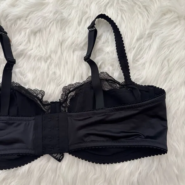 Skims Stretch Satin Lace Unlined Balconette Bra Onyx Size 42DD - Image 9