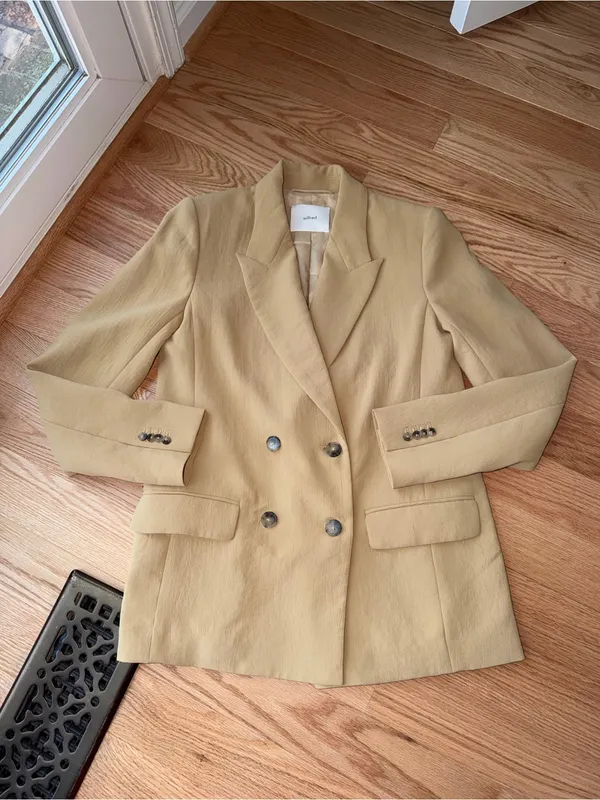 Wilfred Aritzia Camel Double Breasted Blazer Size 2 Tailored Neutral Jacket - Image 10