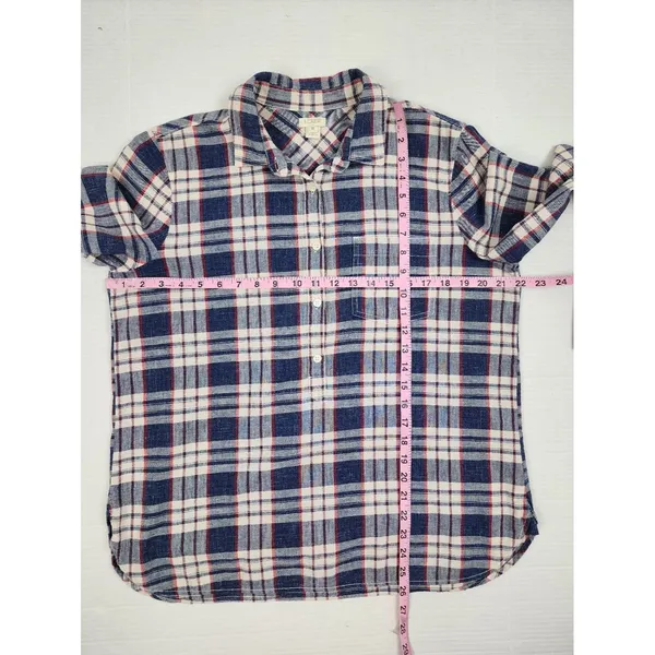 J.Crew Women's Plaid Shirt Homespun Boy Fit Popover Blouse 100% Cotton Size M - Image 9