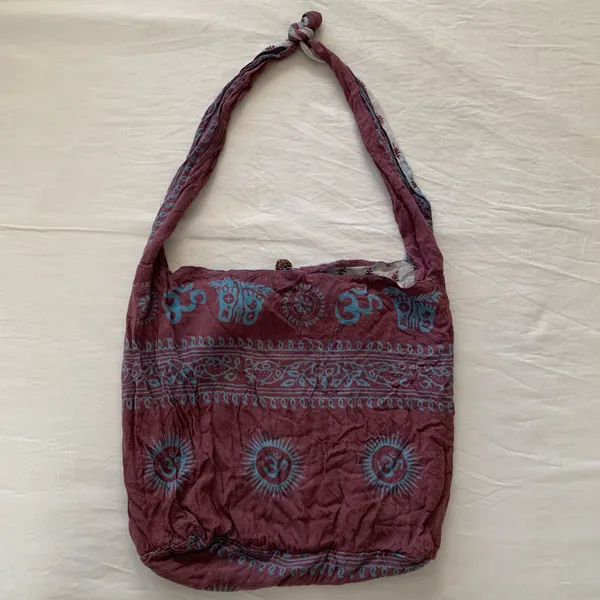 World Market Burgundy / Plum & Blue Boho Hippie Shoulder Sling Bag - Image 7