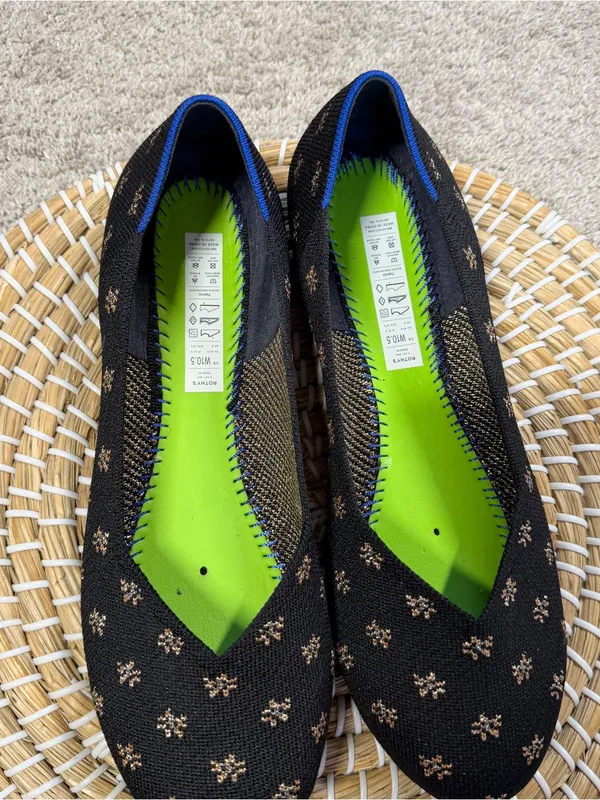 Rothy’s Women’s The Flat Shoes Comfort Knit in Black/metallic Daisy Sparkle 10.5 - Image 14