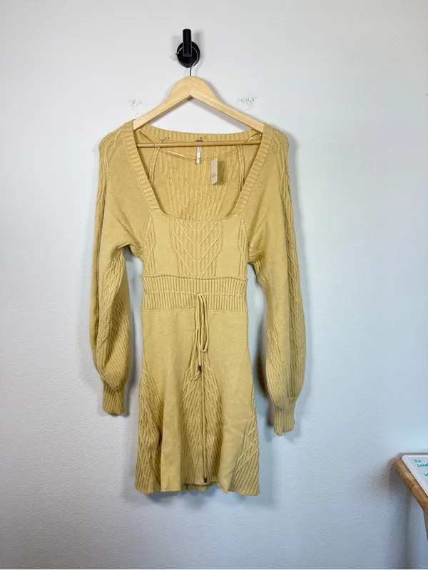 Free People Emmaline Mini Sweater Dress Womens Small NWT Cutout Puff Sleeve - Image 6