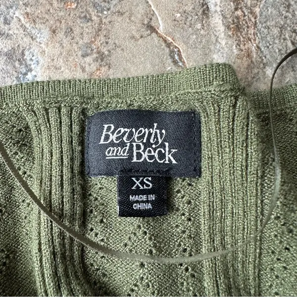 PacSun Beverly and Beck Zinnia Pointelle Lace Sweater T-Shirt Olive Green Size XS - Image 5
