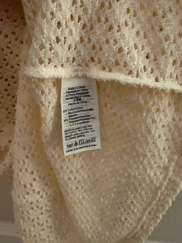 Madewell Texture & Thread Cream Eyelet Flutter Sleeve Top Small - Image 8