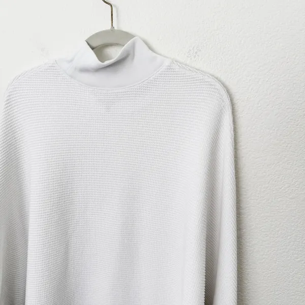 [Abercrombie & Fitch] White Waffle Knit Mock Neck Oversized Sweater Size L/XL - Image 7