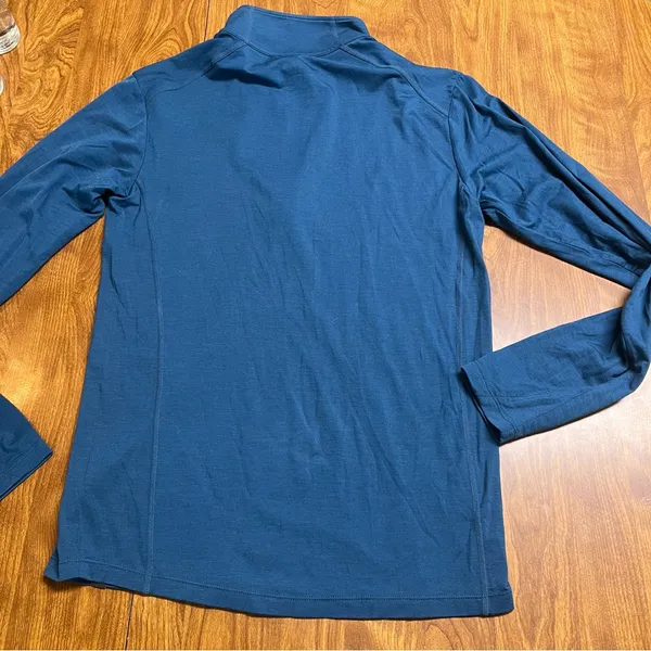 ibex Woolies Tech 1/4 zip Blue Merino Wool Quarter - Image 4