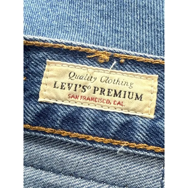 Levi's Light Blue High Rise Side Slit Classic Midi Flare A-Line Denim Skirt 27 - Image 5