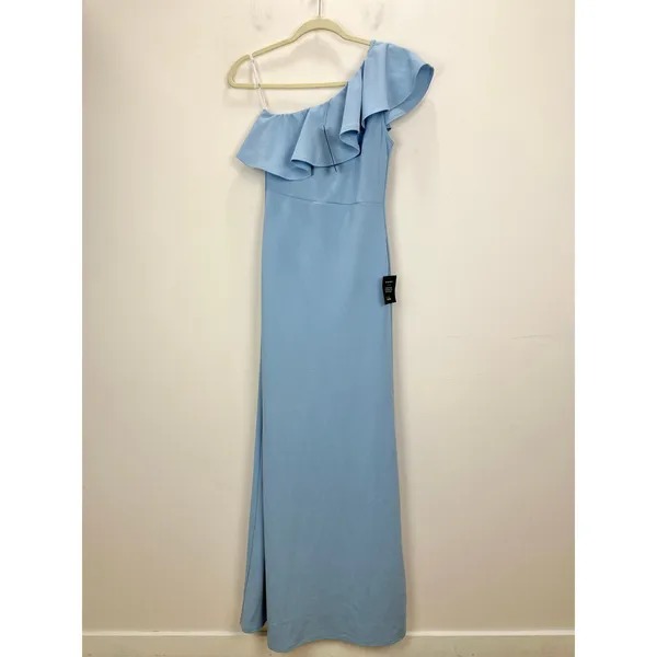 Lulus Last Forever Powder Blue One-Shoulder Ruffle Maxi Dress Formal Small NWT - Image 5