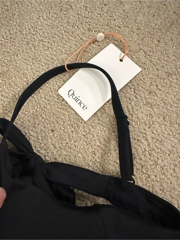 NWT Quince Italian Scoop Neck Bikini Top black large - Image 2