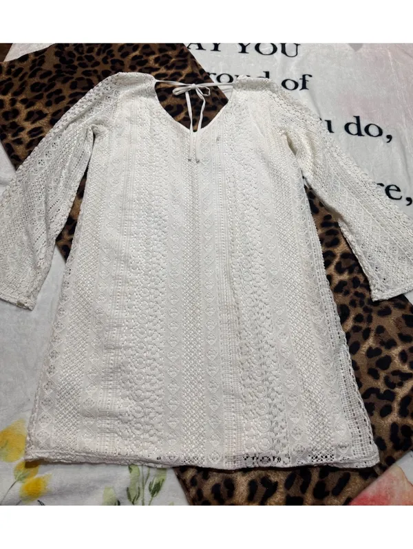 Wrangler Western Cream Lace Shift Dress Size S - Image 4