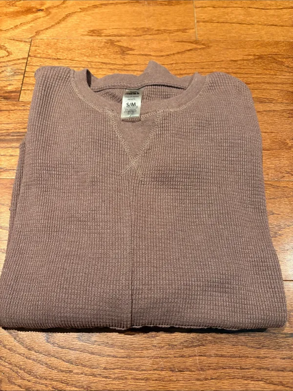 Mono B Women’s Crewneck Waffle Knit Sweater - Mauve Brown S/M Farmcore - Image 7