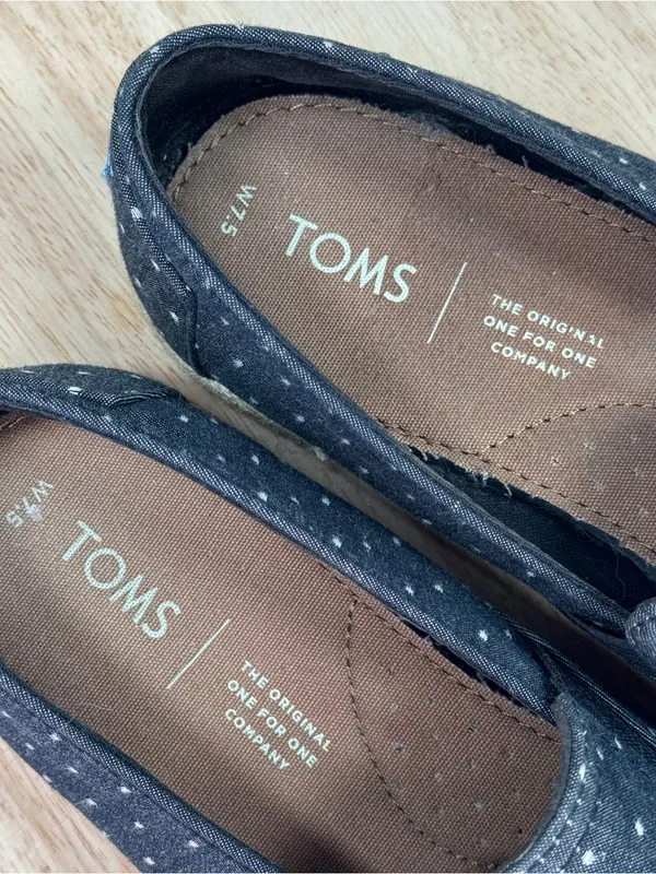 Toms Alpargata Polkadot Espadrille Canvas‎ Slip On Flats Shoes Black White 7.5 - Image 9