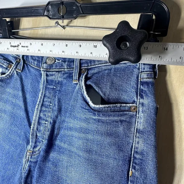 AGOLDE Nico High-Rise‎ Skinny Jeans Blue Bottom Distressed Denim Jeans Size 27 - Image 3