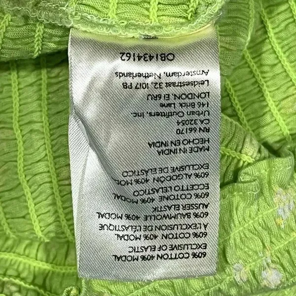 Free People‎ Marigold Smocked Lime 3/4 Sleeve Top Small - Image 7