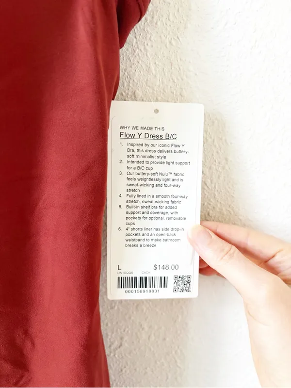 Lululemon Flow Y Dress B/C Cup Cranberry Charm Large Athleisure Sporty Tennis - Image 3