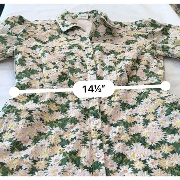 Aureum Anthropologie Cotton Daisy Eyelet Mini Dress Medium Cinched Waist Ric Rac - Image 10
