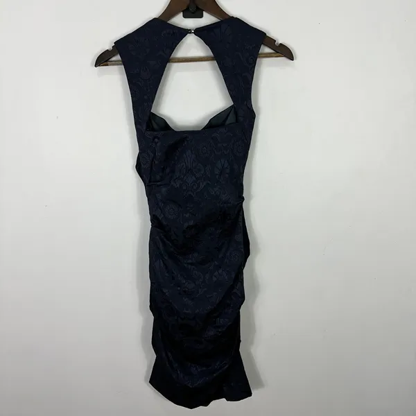 Vtg Y2K Nicole Miller Collection Floral Ruched Mini Dress Dark Feminine Showgirl - Image 3