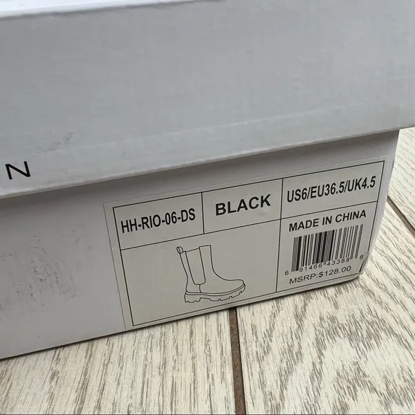H by Halston Rio Lug Sole Tall Chelsea Boots US6/EUR36.5 Black Vegan Leather $125 - Image 10