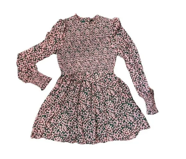 Lulus Floral Forever Green and Pink Floral Print Smoked Skater Dress Large NWOT - Image 4