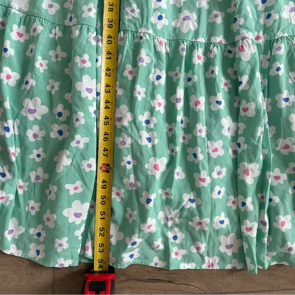 Sugarhill Brighton London Polly Maxi Tiered Dress Green Rainbow Daises NWT 6 - Image 12