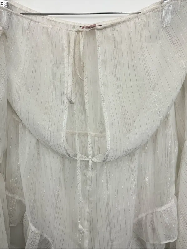 Victoria’s Secret off shoulder sheer white glitter romper swimsuit cover Large - Image 3