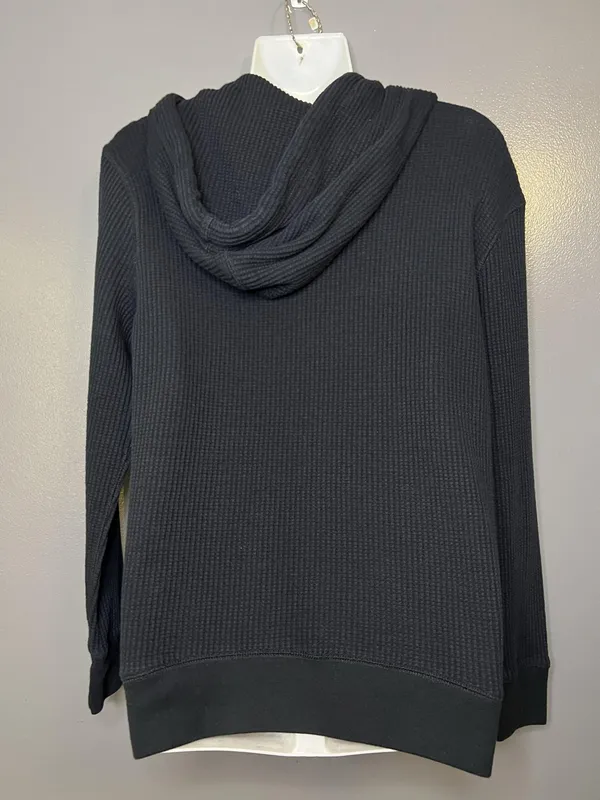 American Eagle Outfitters Hoodie Womens Small Black Waffle Knit Thermal Pullover - Image 5