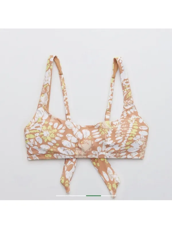 Aerie Scoop tie bikini top and Crossover High Cut Cheeky Bikini Bottom L sands - Image 5