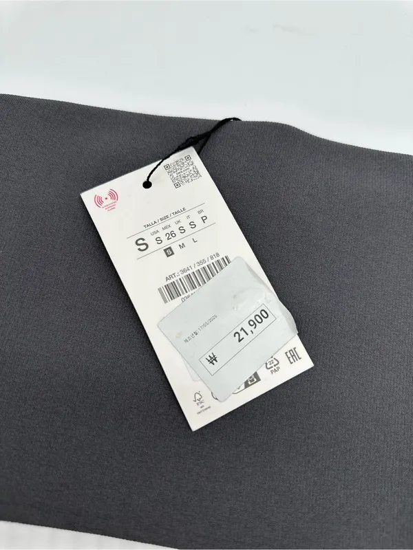 ZARA NWT Gray Strapless Tube Crop Top Size Small | Bandeau Stretch Ribbed - Image 6