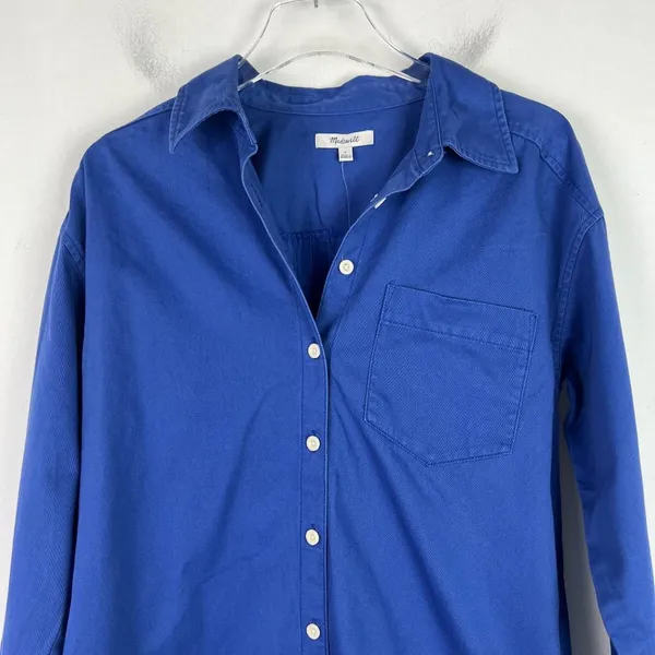 NWT Madewell Mini Shirtdress in Regenerative Chino Long Sleeve Blue Size Small S - Image 3