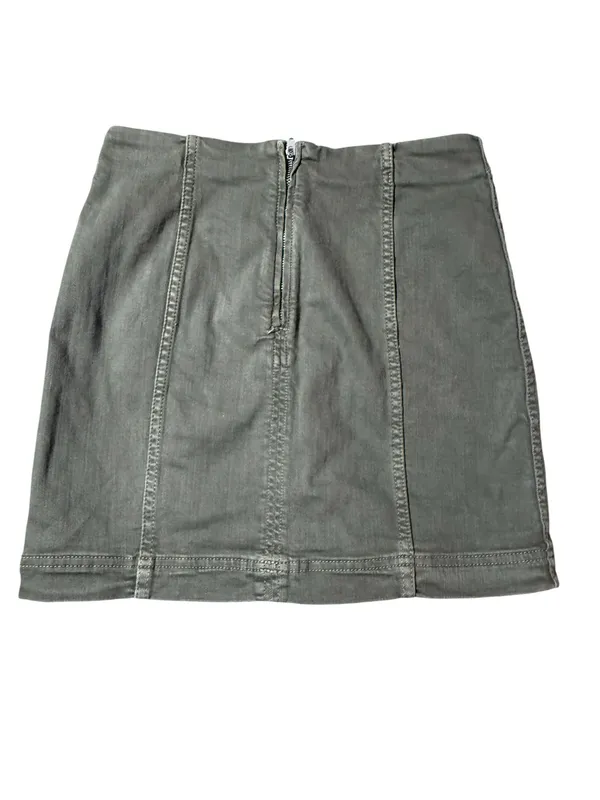 Free People Modern Femme Green Stretchy Denim Mini Skirt Womens Size 2 Casual - Image 3