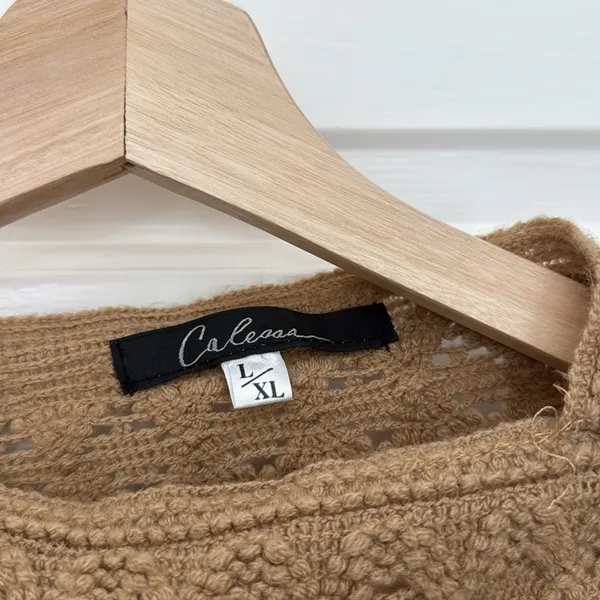 Cableknit fringe poncho Tan Size L - Image 6